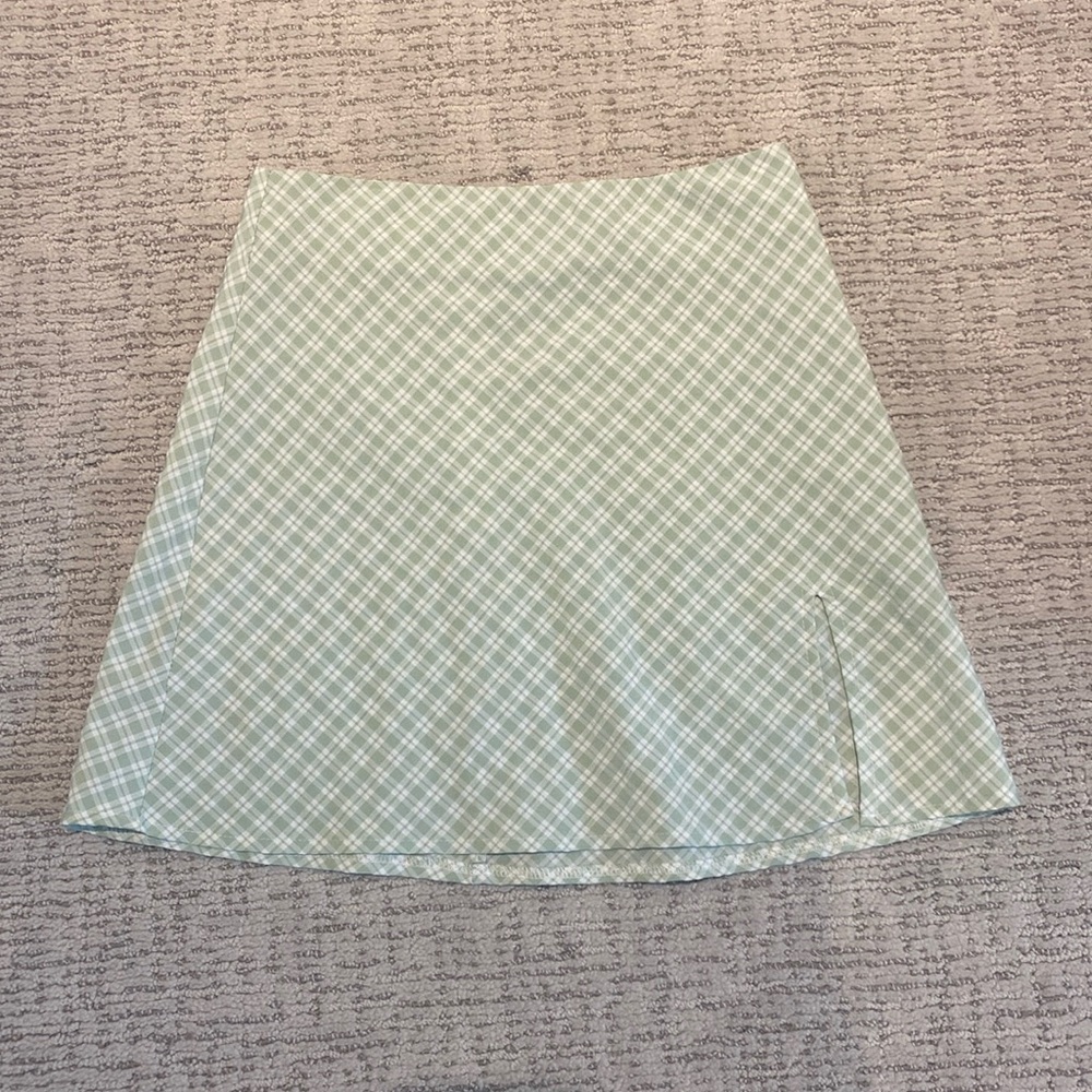Mint Green Preppy Plaid Mini Skirt